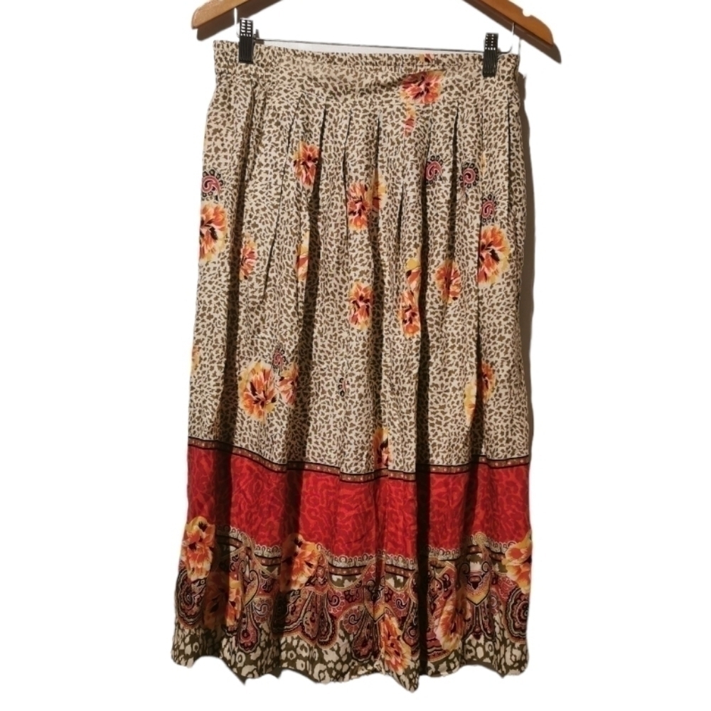 VINTAGE floral medium midi skirt floral pattern